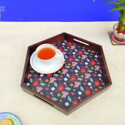 Crayton Multicolour Teak Wood Serving Tray - Set of 1-82