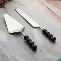 VarEesha Black Steel Cake Server Set-16