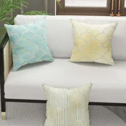 Bianca Suzane Mint Green & Beige Microfibre Cushion Cover - Set of 3-image-40