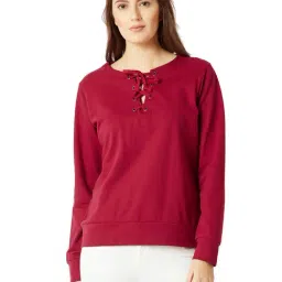 Miss Chase Maroon Cotton Round Neck Sweatshirt-image-73