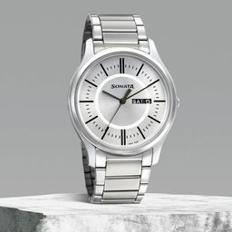 Sonata Men White Analogue Watch 77082SM02W-28