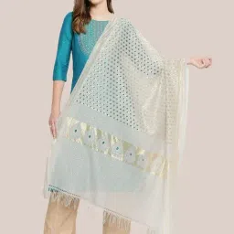 Dupatta Bazaar Grey Self Pattern Dupatta-picture-28