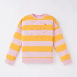 Ed-a-Mamma Kids Yellow & Pink Cotton Striped Full Sleeves Sweatshirt-image-28