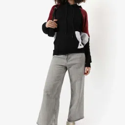 Campus Sutra Black Cotton Color-Block Sweatshirt-image-44