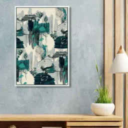 999Store Green & Beige Canvas Wall Painting Panel With Fibre Frame-16
