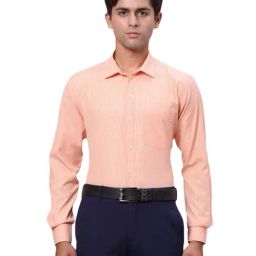 Park Avenue Orange Slim Fit Checks Shirt-image-48