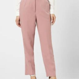 Van Heusen Women's Pink Textured Contemporary Fit Trousers-picture-30