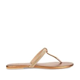 Rocia by Regal Women's Antique Gold T-Strap Sandals-image-47