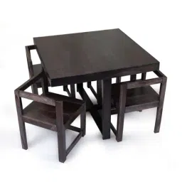 Ikiriya Kingston Solid Dark Brown Wood 4 Seater Dining Table Set Mahogany Finish-image-6