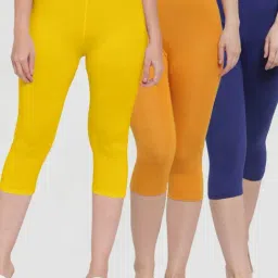 Gracit Yellow & Navy Mid Rise Capris - Pack Of 3-picture-12