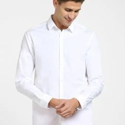 SELECTED HOMME Bright White Cotton Slim Fit Shirt-image-74