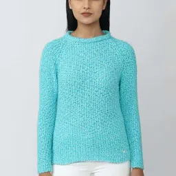 Van Heusen Blue Self Pattern Sweater-image-23