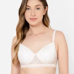 Clovia White Lace Full Coverage T-Shirt Bra-image-93