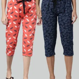 Kryptic Coral & Blue Printed Capris - Pack of 2-image-35
