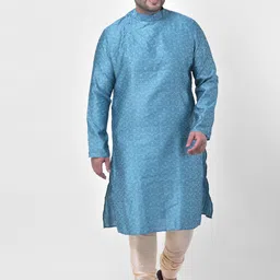 DEYANN PLUS Men Blue Ethnic Motifs Kurta with Churidar-41