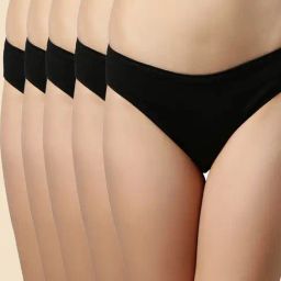 Enamor Jet Black Cotton Bikini Panty - Pack of 5-image-98