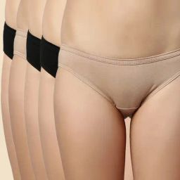 Enamor Jet Black & Nude Cotton Bikini Panty - Pack of 5-picture-25