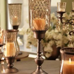 Pure Home and Living Brown Aluminium Antique Finish Candle Holder With Stand-13