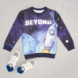 Pantaloons Junior Boys Snorkel Blue Cotton Printed Full Sleeves Sweatshirts & Hoodies-picture-32