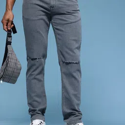 HERE&NOW Men Slim Fit Slash Knee Stretchable Jeans-image-117