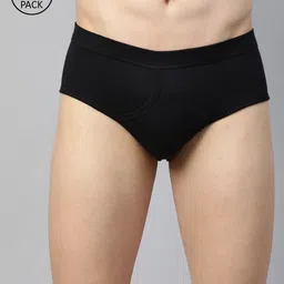 Marks & Spencer Men Pack Of 5 Black Solid Low Rise Briefs T146901V-image-37