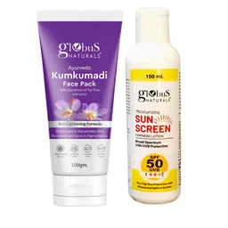 Globus naturals 2-Pcs Sunscreen Lotion SPF 50++ 100 ml & Kumkumadi Face Pack 100gm Combo-23