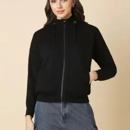 Allen Solly Black Plain Hoodie-picture-19
