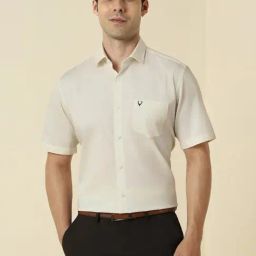 Allen Solly Beige Slim Fit Geometric Formal Shirt-image-27