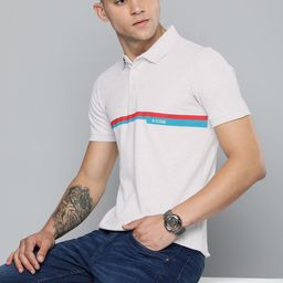 r.code by the roadster life co. R Code by The Roadster Life Co Men Striped Polo Collar Pure Cotton T-shirt-picture-14