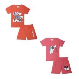 Vimal Jonney Kids Pink & Rust Printed T-Shirt Set-image-15