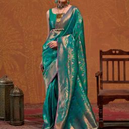 Saree Mall Green Woven Sarees With Unstitched Blouse-image-17