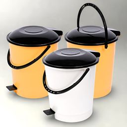 Kuber Industries White & Yellow 3Pieces Dhakkan Pedal Dustbin With Lid 10 L Each-38