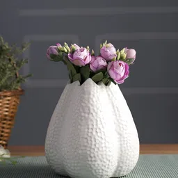 Aura White Textured Ceramic Vase-image-28
