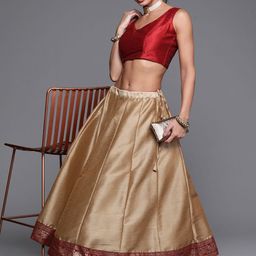 PINKSKY Women Gold Solid Skirt-image-23