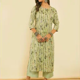 Soch Sap Green Printed Straight Kurta-image-15