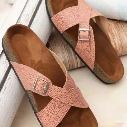 Mozafia Women's Pink Cross Strap Sandals-image-72