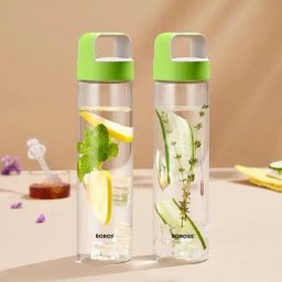 Borosil Water Bottle For Hot & Cold Water Set of 2 (Transparent, 550 ml)-41