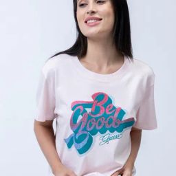 Guess Pink Cotton Print Short sleeve T-Shirt-picture-48
