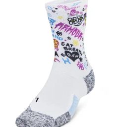 UNDER ARMOUR Pink ArmourDry Run Cushion Printed Large Mid Calf Socks-16