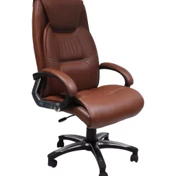 Caddy High Back Revolving office and Home Chair Brown PU Leatherette CD185-image-99