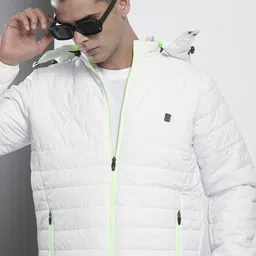 The Indian Garage Co Men White Solid Padded Jacket-58
