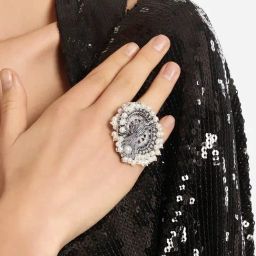 Zaveri Pearls Silver Peacock Design Antique Oxidized Adjustable Finger Ring-ZPFK16651-16