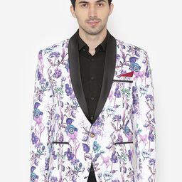 WINTAGE Men's Multicoloured Printed Single-Breasted Tuxedo Blazer-18