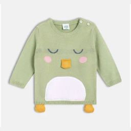 MINIKLUB Girls Green Knit Full Sleeve Applique Sweater-picture-28
