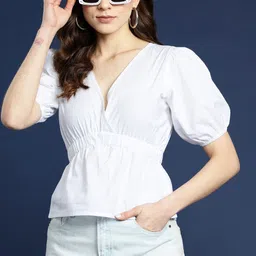 Mast & Harbour Puff Sleeve Cotton Top-picture-23