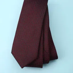 Louis Philippe Maroon Polyester Printed Tie-picture-37