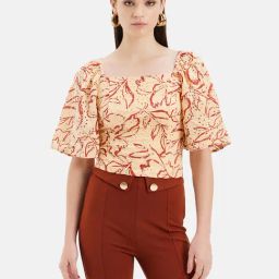 Kazo Beige & Rust Self Design Top-image-58