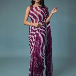 Zari Jaipur Purple Bandhani Saree With Blouse-image-20