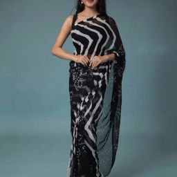 Zari Jaipur Black Bandhani Saree With Blouse-picture-19