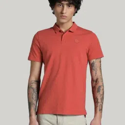 Puma Red Cotton Slim Fit Texture Sports Polo-image-43